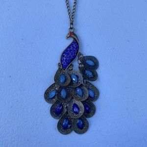 Peacock necklace and earrings set